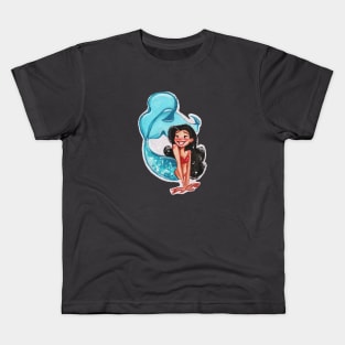 Raven Hair Mermaid Kids T-Shirt